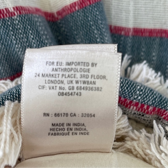 Anthropologie Holding Horses Stripe Cream Blue Fringe Shift Dress Size 4 - Picture 14 of 14